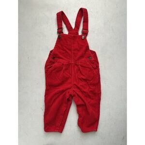 Vintage 90’s Hush Puppies Overalls Red Corduroy Kids Toddler 24 Months